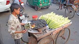 9 Years Boy Selling Sauces Grilled Corn | Bangladeshi Street Food