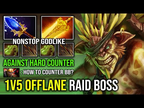 WTF 1v5 Offlane Raid Boss Against Hard Counter with Radiance Full Aghanim Bristleback Dota 2