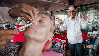 💈Authentic Old-School Mexican Barbershop | 81-Year-Old Barber’s Calming Shave & Talking! 🇲🇽