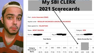 My SBI clerk 2021 scorecards Il Pre + Mains marks! #SBIclerk2022 #ibps