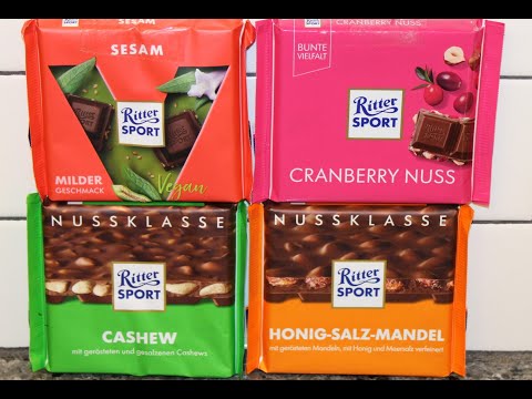 Ritter Sport: Sesame, Cranberry Nut, Cashew and Honey Salt Almond Review