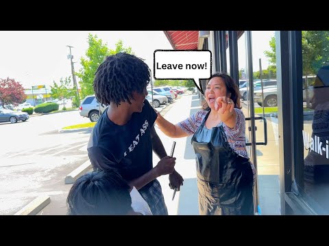 Cutting Hair in front of Barbershops PRANK!