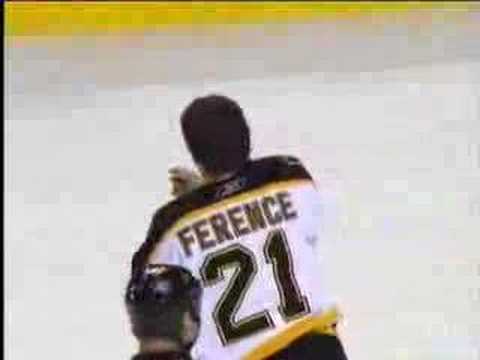 Andrew Ference fights Jochen Hecht