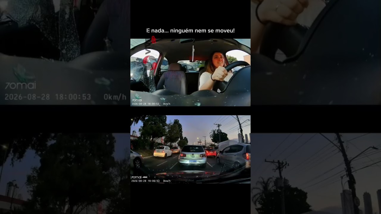 Imagens mostram momento em que influenciadora tem vidro do carro quebrado e celular roubado na zonal sul de São Paulo,