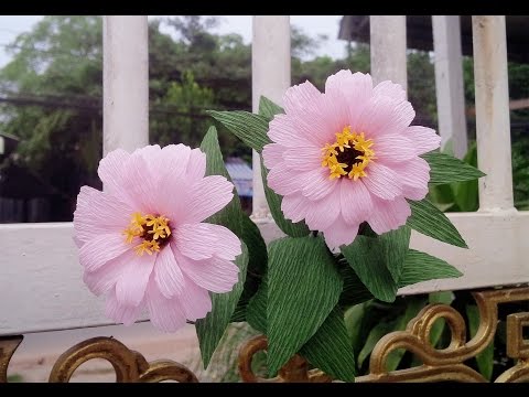 How To Make Zinnia Paper Flower From Crepe Paper - Craft Tutorial