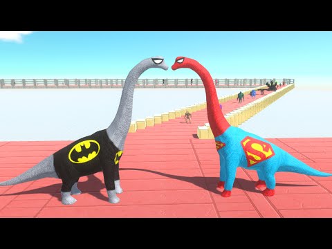 NEW SUPERMAN vs ALL BATMAN BRACHIOSAURUS BATTLE DEATH RUN - Animal Revolt Battle Simulator