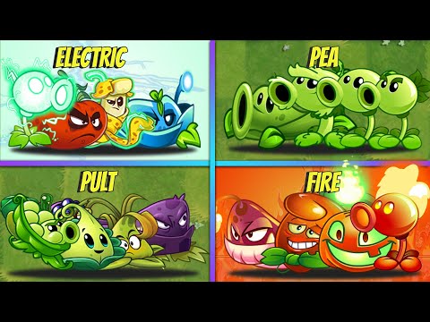 4 Team ELECTRIC x PULT x PEA x FIRE Plants Battlez - Who Will Win? - PvZ 2 Team Plants