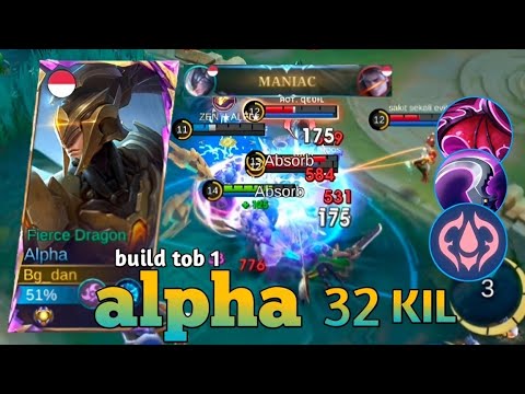 ALPHA 32KIL+MANIAC BUILD ALPHA BRUTAL DAMAGE#mobilelegends #mlbb