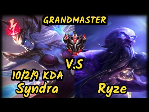 AV Shok (SYNDRA) vs RYZE - 10/2/9 KDA MID GAMEPLAY - OC Ranked GRANDMASTER v9.6
