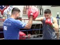 KNOCKOUT SENSATION VERGIL ORTIZ WORKING THE MITTS, LANDING LEFT HOOK BOMB DAYS AWAY FROM FIGHT