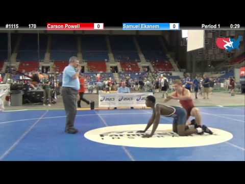 Fargo 2012 170 Round 4: Carson Powell (Iowa) vs. Samuel Ekanem (Michigan)