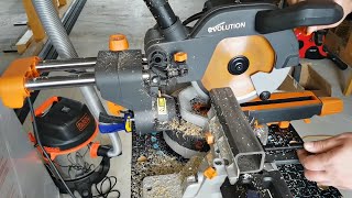 Evolution R210SMS 210mm Sliding Mitre Saw with special multi-material cutting blade