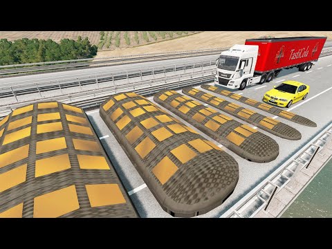 Cars vs Growing Speed Bumps – BeamNG.Drive