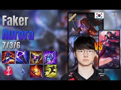 Faker Mid Aurora vs Irelia lol KR solo rank Full Game 16.1 | 페이커 오로라 vs 이렐리아