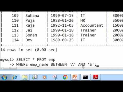 33 BETWEEN Text in SQL Hindi