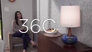 1_Watch A Video About the Andi Modern Wood and Blue Ceramic Table Lamp
