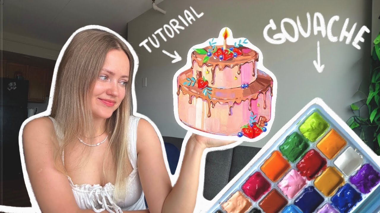 Gouache painting TUTORIAL | beginner/intermediate friendly cake painting