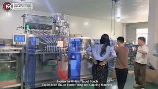 6 head spout pouch liquid sauce paste filling and capping machine | spouted bag filling and capping