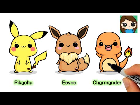 How to Draw Chibi EASY Pokemon #1 | Pikachu • Eevee • Charmander