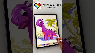 Coloring Book Pixel Art Color By Number LOVE DINO #pixel #coloringbook #pixelbynumber #love