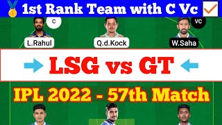 LKN vs GT 57th Match Dream11 Team Analysis, LSG vs GT Dream 11 Today Match, LKN vs GT IPL 2022 Stats