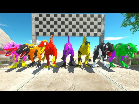 The Perfect Combination Of 4 T-rex vs 3 Spinosaurus Hunting Found Jurassic world race evolution 2