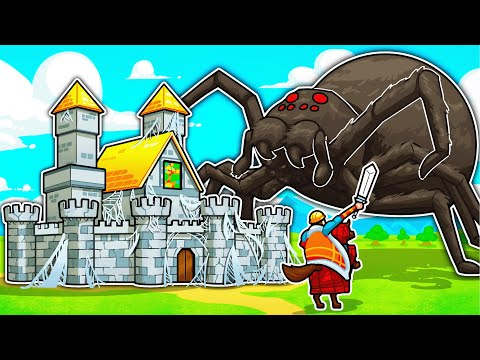 Defending my castle from GIANT SPIDERS in Thronefall!