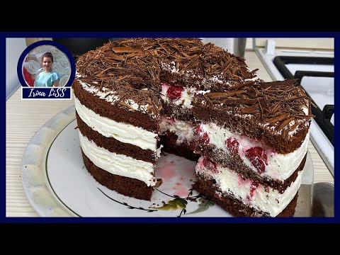 Delicious chocolate cake with cherries recipe. The perfect frosting for a sponge cake.
