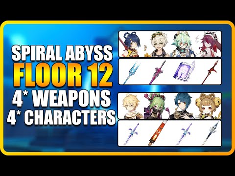 F2P 3.4 Spiral Abyss Floor 12 Only 4 Star Characters and Weapons | Genshin Impact