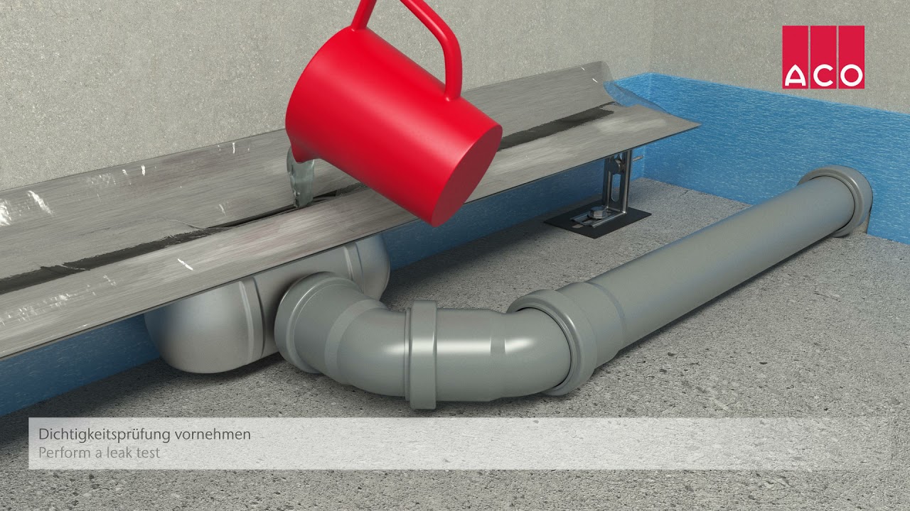 Rinnenkörper ACO ShowerDrain C, Einbauhöhe Oberkante Estrich: 80 – 128 mm (200 mm)