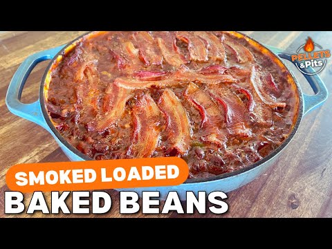 These Smoked Baked Beans with Bacon are a FAMILY FAVORITE!  Easy Recipe!