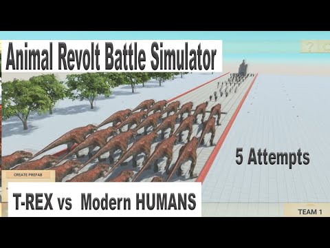 ⚡ Lots of T-Rex vs HUMANS  ⚡ Animal Revolt Battle Simulator⚡ 5 ATTEMPTS