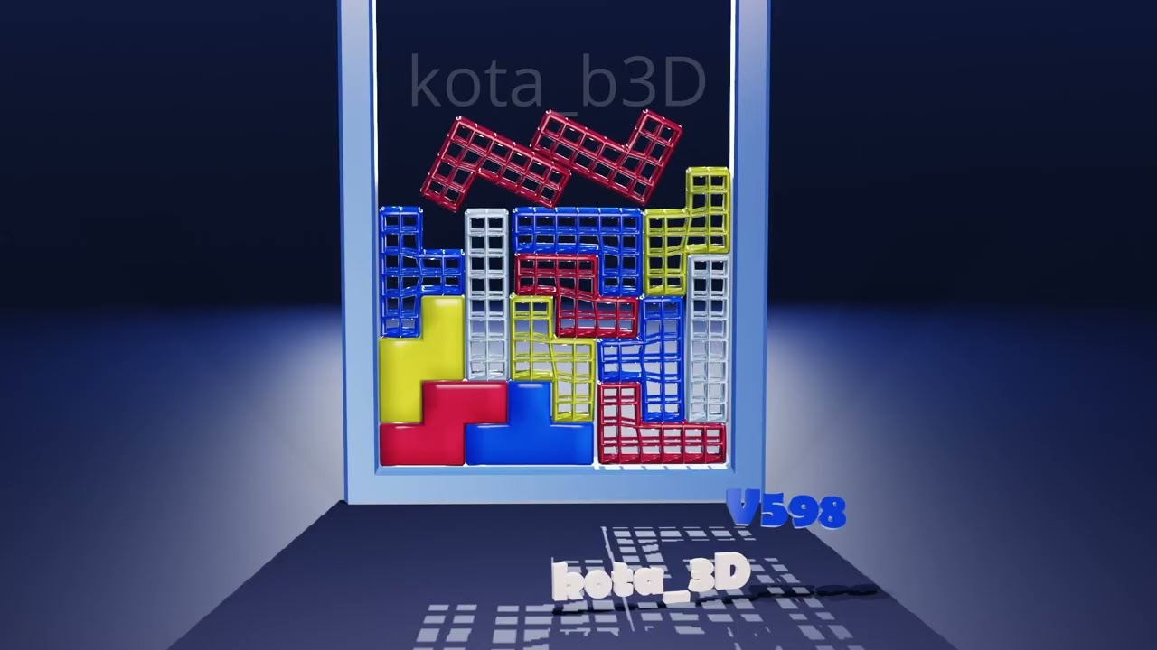Tetris Softbody Mesh 598 / Blender Animation #softbody #games #tetris #gaming #animation #puzzle