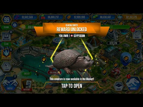 GLYPTODON UNLOCK X3 MAX LEVEL 40 (JURASSIC WORLD)