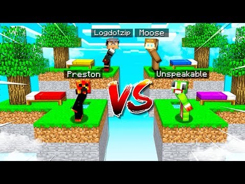 MINECRAFT 1v1v1v1 BED WARS BATTLE with Unspeakable! - Minecraft Mods