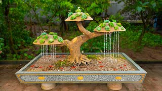 DIY amazing mushroom aquarium from cement | Aquarium decoration ideas at home