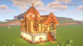 [マイクラ建築]簡単！塔のあるサバイバルハウスの作り方 小さなかわいい初期拠点[Minecraft][tutorial]How to build a starter house