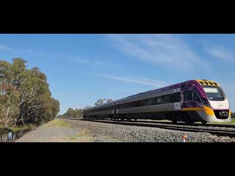 V/Line VLocity trains in Victoria, Australia.