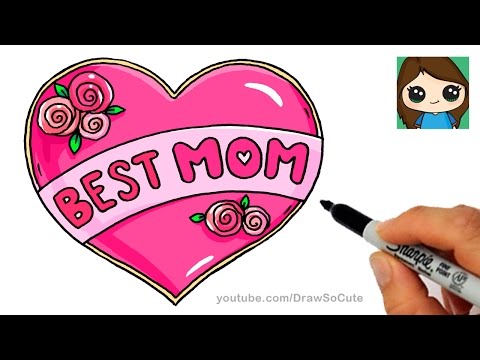 How to Draw Best Mom Bubble Letters and Heart