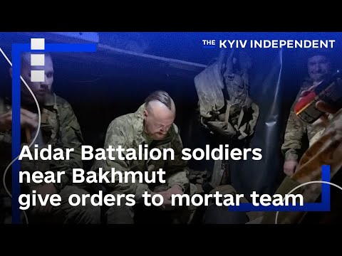 Aidar Battalion soldiers near Bakhmut give orders to mortar team