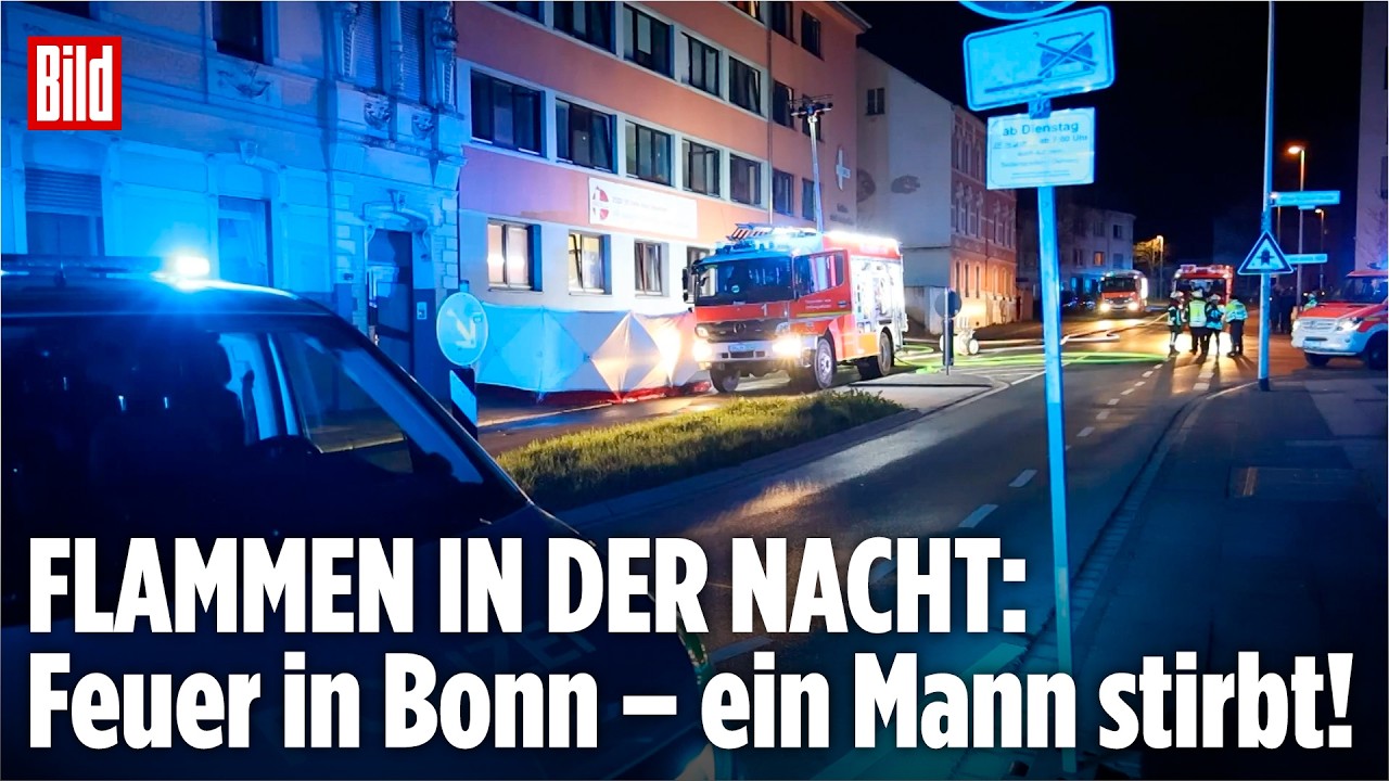 BONN: Mann stirbt bei Hausbrand – Feuerwehr rettet 80 Menschen aus Notunterkunft