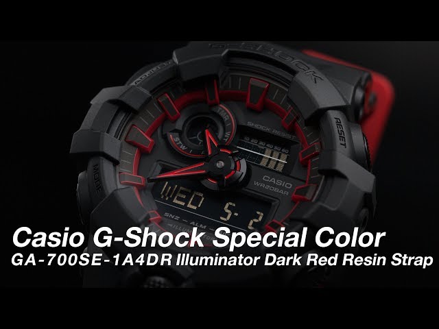 Casio G-Shock Special Color Model Illuminator GA-700SE-1A4DR Digital Dial  Dark Red Resin Band