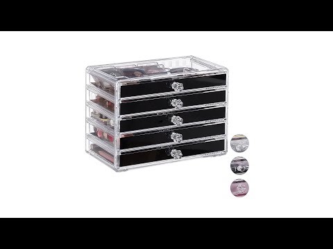 Kosmetik Organizer 5 Schubladen Schwarz - Kunststoff - 24 x 17 x 16 cm