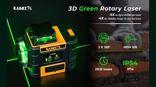 KAIWEETS Laser Level 3 X 360 Green Line, Self-Leveling Construction Laser with Pulse Mode