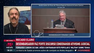 Desembargador faz discurso forte e manda recado claro contra o ativismo judicial