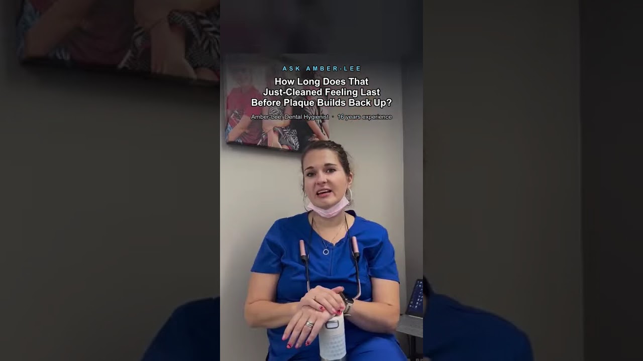 Amber-Lee, registered dental hygienist, explains how long the just-cleaned feeling lasts in a Bright White Dental Hygiene video FAQ