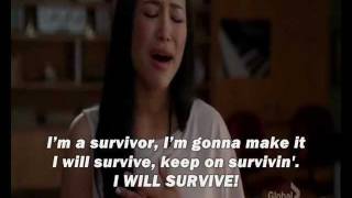 Glee - Survivor / I will survive - Lyrics (+Naya Rivera) on screen