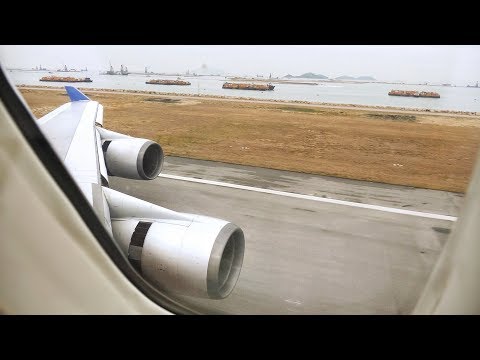 BUSINESS CLASS - China Airlines Boeing 747 Upper Deck Landing in Hong Kong