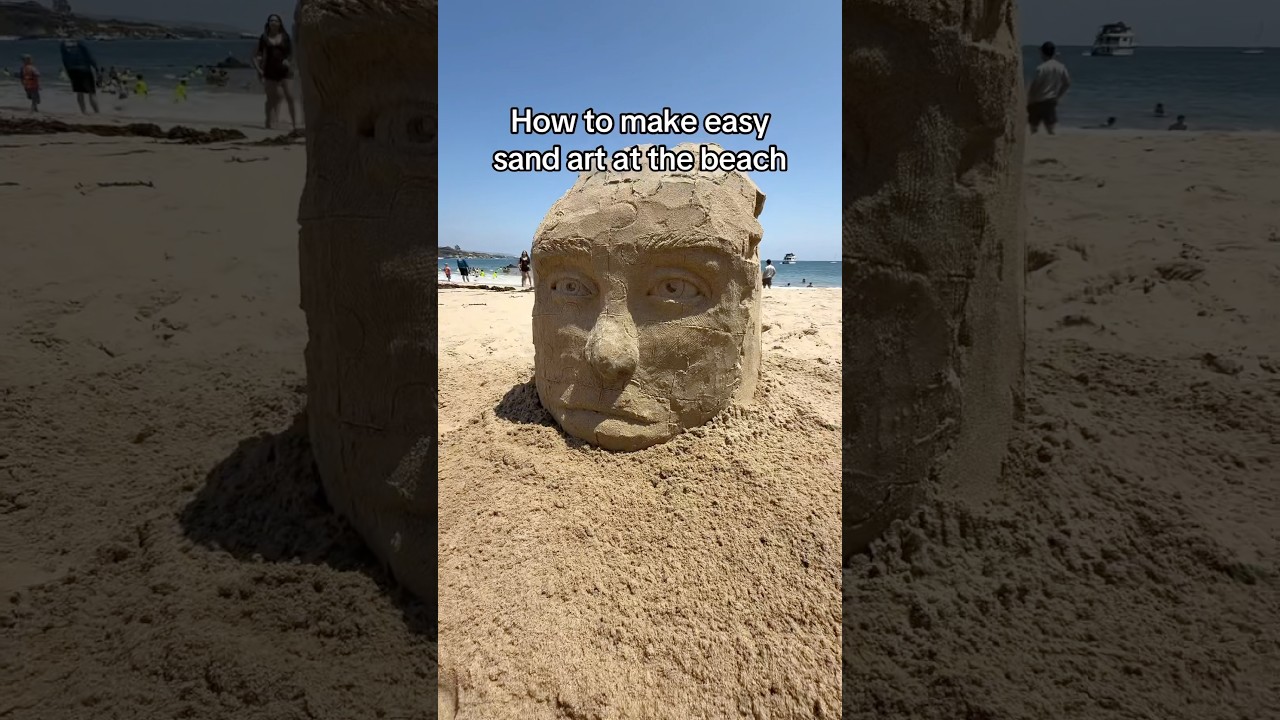 Making easy sand art at the beach