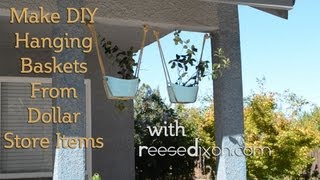 DIY Hanging Baskets from dollar store items!